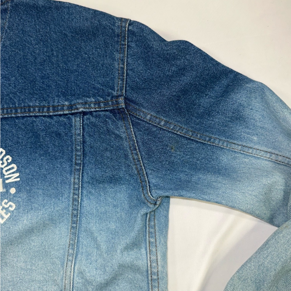 Harley Davidson Denim Cropped Ombré Jean Jacket XS Vintage Biker Motorcycle - Picture 14 of 14